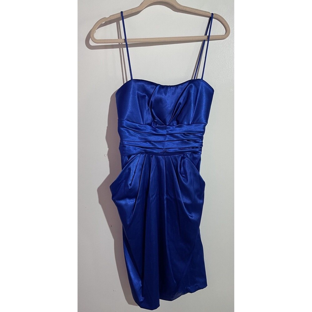 Betsy & Adam Dress 10 Blue‎ Satin Holidays Babydoll Feminine Wedding Party Prom